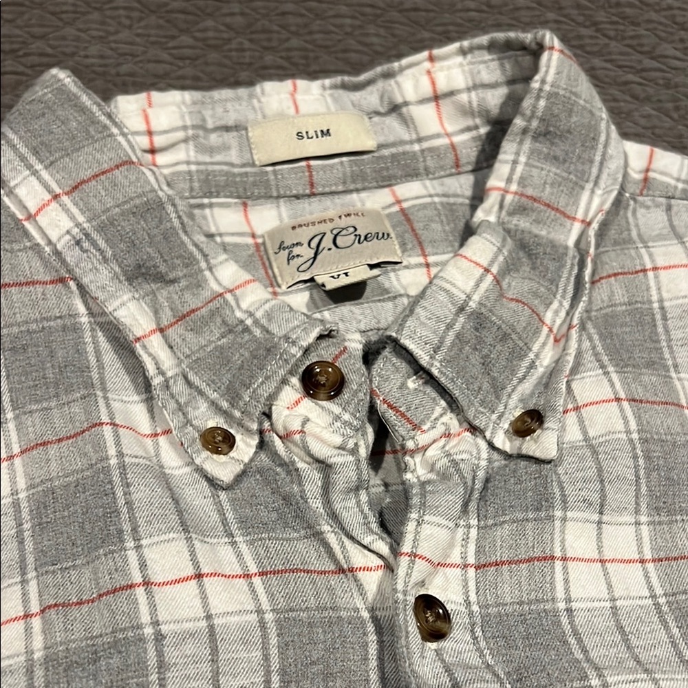 J. Crew Long Sleeve Grey plaid Brushed Twill Casual Button Down Shirt